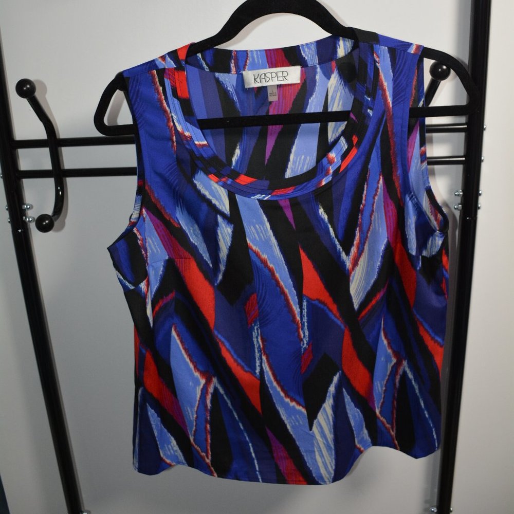 Kasper, Size L, Sleeveless Top; multicolor - red, black, white, blue, purple